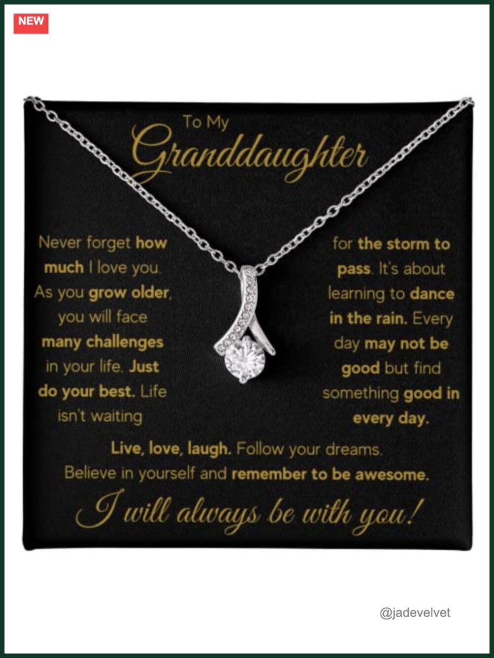 Granddaughter Pendant Necklace from Grandma Grandpa Gift with Card Box